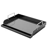 Utheer 17" x 13" Nano-Ceramic Nonstick Griddle for Gas & Charcoal Grills – Universal Flat Top Griddle with Grease Groove/Reinforced Ridges/High Sidewalls, Perfect for Healthy Cooking,Parties & Camping