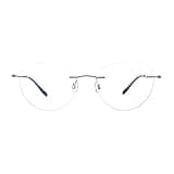 Round Cat Rimless Titanium Eyeglasses Frame (Silver)