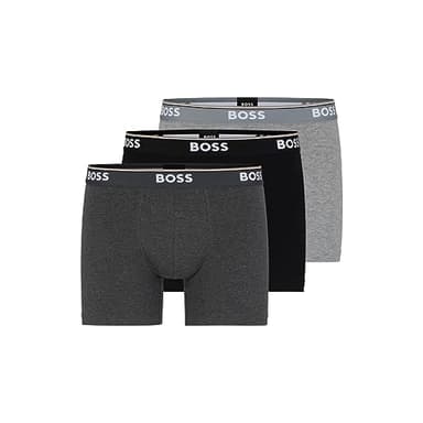BOSS Hugo Men's Boxer Brief 3p Co/el 10146061 01, Grey/Charcoal/Black, Large