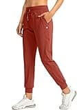 G Gradual Women's Joggers Pants with Zipper Pockets High Waisted Athletic Tapered Sweatpants for Women Workout Lounge (Savannah Red, Medium)