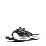 Clarks Women's Brinkley Flora Flip-Flop, Black Synthetic, 9 M US