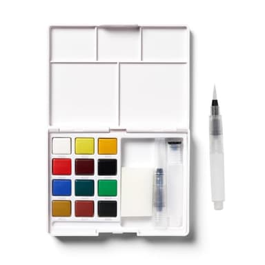 SAKURA XCNW-12H XNCW-12H, 12 Assorted Watercolors Field Sketch Set with Brush