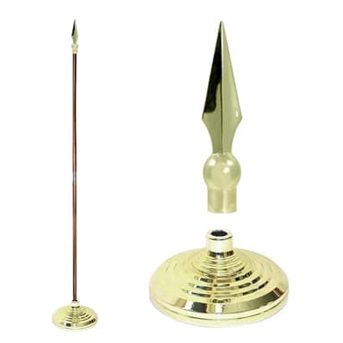 Super Tough Indoor Flag Pole kit 7ft - Metal Spear - Gold Texture Base - Aluminum Flagpole with Brass Finish - Heavy Duty Inside House Flagstaff - Interior Shaft and Stand - No Ensign Included