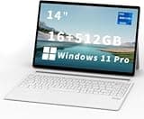 FUNYET 2 in 1 Laptop Touchscreen, 14 Inch Tablet Laptop Computer, Intel 12th Gen N100 Processor, 16GB DDR5 RAM, 512GB SSD, 1920 x 1200, Wi-Fi 6, BT5.2, Backlit Keyboard, Windows 11 Pro