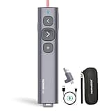 Norwii N95 Presentation Clicker, PowerPoint Clicker for Presentation Remote, Rechargeable Wireless Presenter Pointer, Slide Clicker for ipad/mac/Laptop in Classroom, Auditorium, Church(Red, USB-A&C)