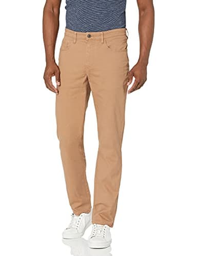 Amazon Essentials Men's 5-Pocket Comfort Stretch Chino Pants, Light Khaki Brown, 33W x 36L