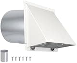 JYINCPED 8 Inch Hooded Wall Vent with Screen and Damper, Galvanized Steel Exterior Wall Exhaust Vent Cover Cap for Kitchen Range Hood Dryer Duct Ventilation Outside Air Exhaust Applications, White