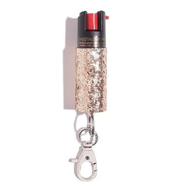 Pepper Spray Maximum Strength Self Defense Keychain for Women, 12-Foot Spray Range & UV Dye - Glitter