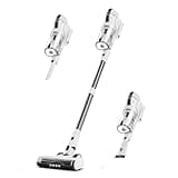Klarpul Cordless Vacuum Cleaner, 550W 45KPA 2.5H Fast Charging 60 Mins Runtime Vacuum Cleaner, Self-Standing LED Light Touch Screen Stick Vacuum for Home Light Weight,for Pet Hair/Carpet/Floor, White