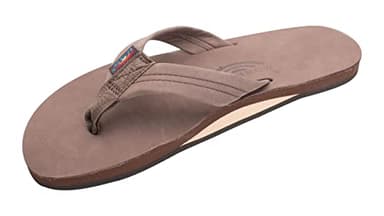 Rainbow Sandals Men's Premier Leather Single Layer with Arch Wide Strap, Expresso, Men's Large / 9.5-10.5 D(M)