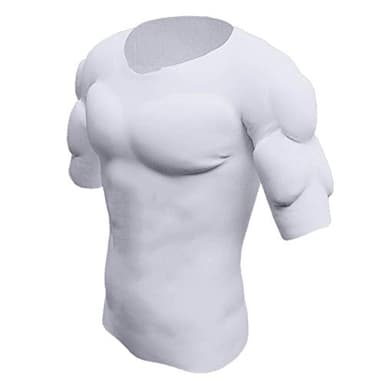 Ypnrd Adult Muscle Suit Fake Chest Ice Silk Enhancer Shaper Quick Drying Undershirt,White,XL