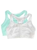 Fruit of the Loom Women's Front Close Builtup Sports Bra, Mint Chip/White, 40