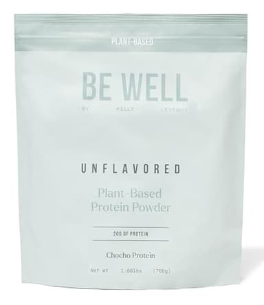 Be Well By Kelly Unflavored Plant-Based Protein Powder, Vegan 20G of Protein & 8G of Fiber (1 Ingredient, 20 Servings) 9 Amino Acids + 3 BCAAs No Soy, No Dairy, Stevia-Free, No Sugar Added 1.68lb 760g