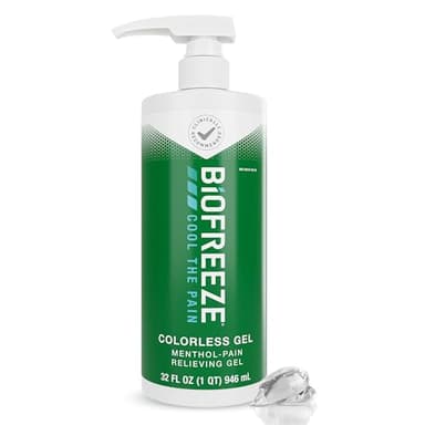 Biofreeze Gel Pain Relief, Knee & Lower Back Pain Relief, Arthritis Pain Reliever, Sore Muscle Relief, Neck Pain Relief, Cooling Joint Pain Relief, Colorless Menthol Gel 32 Fl Oz