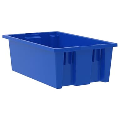 Akro-Mils 35180 Nest and Stack Plastic Storage Container and Distribution Tote, (18-Inch L x 11-Inch W x 6-Inch H), Blue, (6-Pack)