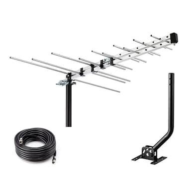 CEKAY Outdoor Yagi TV Antenna, 40 ft Cable & J-Pole, All-Metal