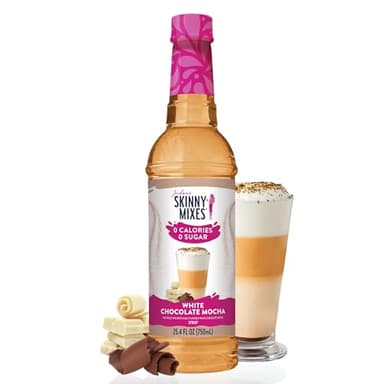 Jordan's Skinny Mixes Syrups Sugar Free Coffee Syrup, White Chocolate Mocha Flavor Mix, Zero Calorie Flavoring for Chai Latte, Protein Shake, Cocktail & More, Gluten Free, Keto Friendly, 25.4 Fl Oz, 1 Pack