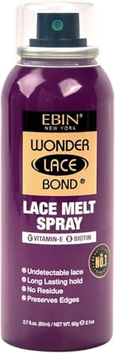 EBIN NEW YORK Wonder Lace Melt Aerosol Spray | Preserves Edges & Undetectable Lace | Long lasting hold | No Residue | Vitamin E + Biotin Infused (80ml./ 2.7oz)