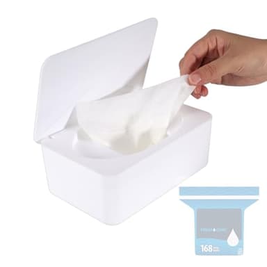 Wipes Dispenser Compatible with Cottonelle, Refillable Wipe Holder, Flushable Wipes Container with Sealing Design Lid, Keeps Wipe Fresh and Clean, Non-Slip, Easy to Pull Out, for Home, Car, Bathroom