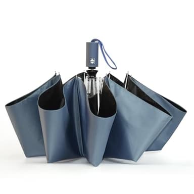 SY COMPACT Umbrella Automatic Travel Waterproof Light Folding Umbrellas Easy Carry for Women and Men (Blue)