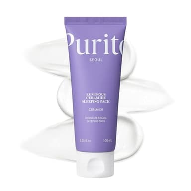 PURITO Luminous Ceramide Sleeping Pack | Overnight Recovery Cream with Five Ceramides for Dry & Sensitive Skin | Ceramide, Hydration Lock | Vegan & Cruelty-Free, Korean Skincare, 100mL / 3.38 fl.oz