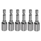 RUIAN 7mm Hex Magnetic Power Socket 1/4 inch Drill Bit Nuts Driver Set 65mm Length Adapter for Electrician Tools 6-Piece