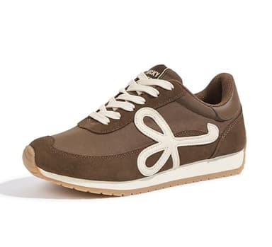LUCKY STEP Women's Fashion Sneakers Trendy Stylish Low Top Classic Retro Casual Ladies Comfortable Running Walking Shoes(Dark Brown,11 B(M) US)