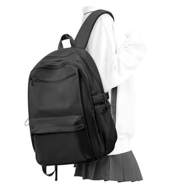 WEPOET Simple Black School Backpack For Women,Lightweight College Backpack,High School Bag For Teens Boys Girls,Casual daypack Small Travel Backpacks Men Bookbag