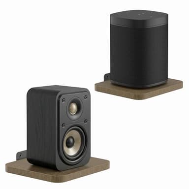 Adjustable Small Speaker Shelf Wall Mount for Samsung, Roku, Sony, JBL, Vizio, LG and More - 5.3" x 5.9" Wooden Rear Speaker Wall Mount Up to 7 lbs for Home Theater Surround Sound, Easy to Install