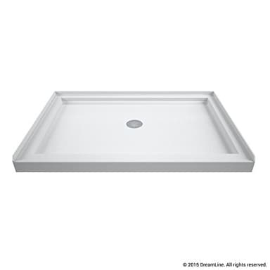 DreamLine SlimLine 32 in. D x 48 in. W x 2 3/4 in. H Center Drain Single Threshold Shower Base in White, DLT-1132480