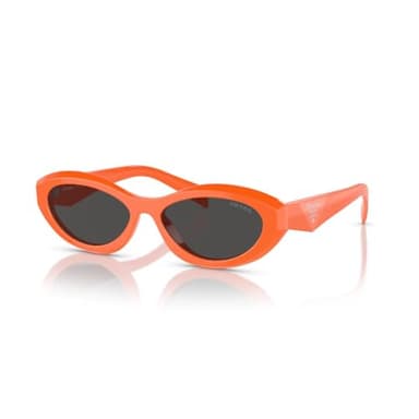 Prada PR 26ZS 12L08Z Orange Acetate Irregular Sunglasses Dark Grey Solid Color Lens