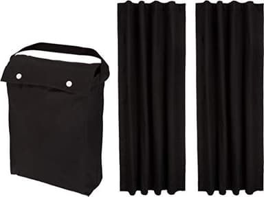 Amazon Basics Portable Energy Saving Noise Reducing Blackout Curtain Shade with Suction Cups, Fits Windows, 50"W x 78"L, Black, 2-Pack