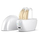 Hearing Aids for Seniors,Rechargeable Hearing Amplifier with Noise Cancelling,Adjustable Volume Control,One Pair Hearing Assist Devices with Charging Box(White)