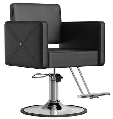 LOUVIXA Barber Chair for Hair Stylist, Height Adjustable Hydraulic Hair Salon Chair, 360 Degrees Rotation, Multi-Function Shampoo Chair for Salon Home Barbershop, Black