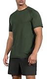 ODODOS Men's Quick Dry Short Sleeve Shirts UPF 50+ Sun Protection SPF Athletic Tops Workout T-Shirts, Olive Green Heather, Medium