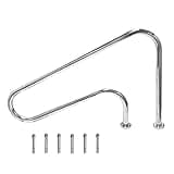 DOEL Pool Handrail, 304 Stainless Steel 48x30 Swimming Pool Stair Rail with Easy Mount Base, Humanized Silver Rustproof Pool Handrail for In-ground Pools (48 * 30)