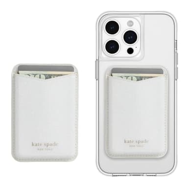 kate spade new york Magnetic Wallet/Card Holder - Compatible with MagSafe Phones and Cases - White Glitter