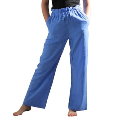 Pang Wangle Bug Repellent Breezy Wide Leg Hemp Pants with Insect Shield Repellent Technology (US, Alpha, Large, Regular, Regular, Blue)
