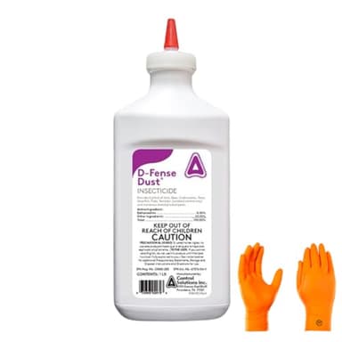 D-Fense Dust 1 lbs - Water Resistant, 8 Month Control, Targets: Ants, roaches, Bed Bugs, Scorpions, Spiders and More with USA Supply Gloves and Pest Identification Card
