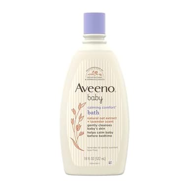 Aveeno Baby Nighttime Calming Comfort Bath, Body & Hair Wash with Relaxing Lavender & Vanilla Scents & Natural Oat Extract, Tear-Free Formula, Paraben-, Phthalate- & Soap-Free, 18 Fl. Oz