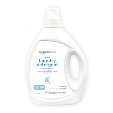 Amazon Basics Concentrated Liquid Laundry Detergent, Hypoallergenic, Free of Perfumes & Clear of Dyes, High Efficiency, 110 Loads, 82.5 Fl Oz (Previously Solimo)