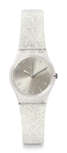 Swatch Lady Women's Watch Casual Polymer Transparent Quartz Waterproof Silver Glistar Too