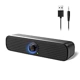 1Mii Computer Speakers for Desktop Laptop Tablet, USB Powered PC Speakers, Small Speakers Wired with Volume Control for Cellphone Pad MP3, Stereo Sound with 3.5mm Audio Plug for Windows Mac Linux PCs