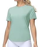 THE GYM PEOPLE Women's Workout Short Sleeve Breathable T-Shirts Athletic Yoga Tee Tops Light Green