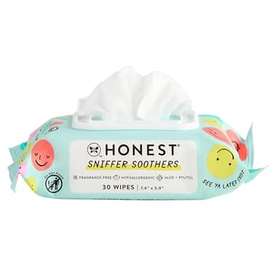 The Honest Company Plant-Based Snot Removing Wipes, Soothing Nose Face with Aloe, Hypoallergenic, Sensitive Skin, EWG Verified, Fragrance-Free, 30 Count