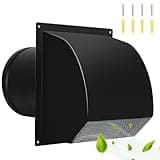 8 Inch Steel Hooded Wall Vent with Screen,Arc-Shaped Wall Vent for Ventilation and Exhaust,Suit for Residential Housing and Industrial Facilities,Black