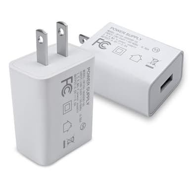 5V 2A Power Adapter UL Certified,USB Wall Charger Block Plug Box AC Fast Charging Cube Brick Home Travel Use for iPhone 13/14/15/16/17 Pro/Pro Max/Plus, XS/XR/X, Watch Series 8/7 2Pack