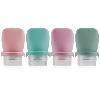 BienBion 1oz Travel Bottles for Toiletries, Silicone Leak-Proof TSA Approved Travel Size Containers (4-Pack) - Reusable Refillable Bottles for Shampoo, Body Wash, Lotion