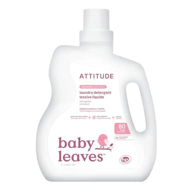ATTITUDE Baby Laundry Detergent Liquid, EWG Verified, Safe for Baby Clothes, Infant and Newborn, Vegan and Naturally Derived Washing Soap, HE Compatible, Unscented, 80 Loads, 67.6 Fl Oz
