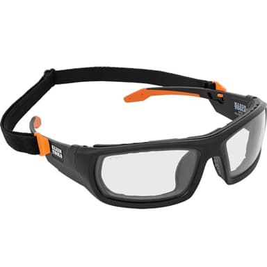Klein Tools 60470 Safety Glasses, ANSI Z87.1+ Pro Full Frame Gasket Safety Glasses, Clear Lenses, UV Protection, Anti-Fog, Scratch Resistant